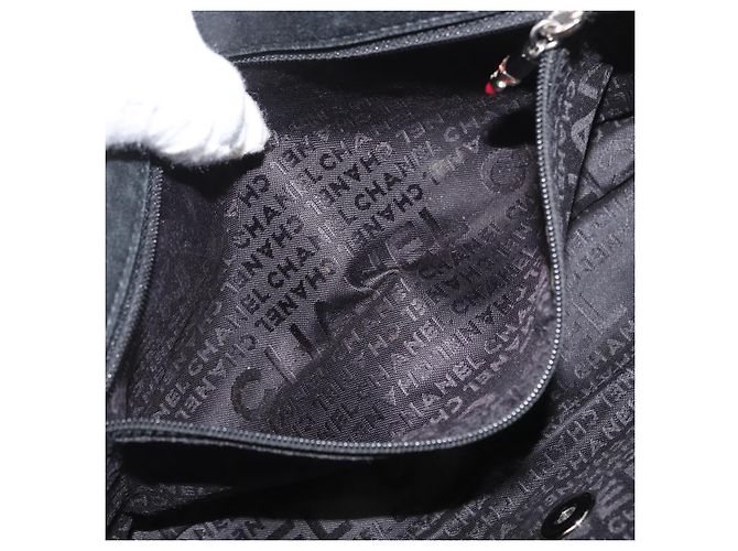 Borsa a Spalla con Catena CHANEL Satin Nero Argento CC Auth ARZ448A - vista 27