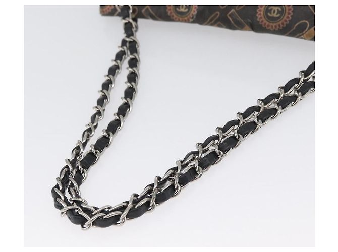 Borsa a Spalla con Catena CHANEL Satin Nero Argento CC Auth ARZ448A - vista 8