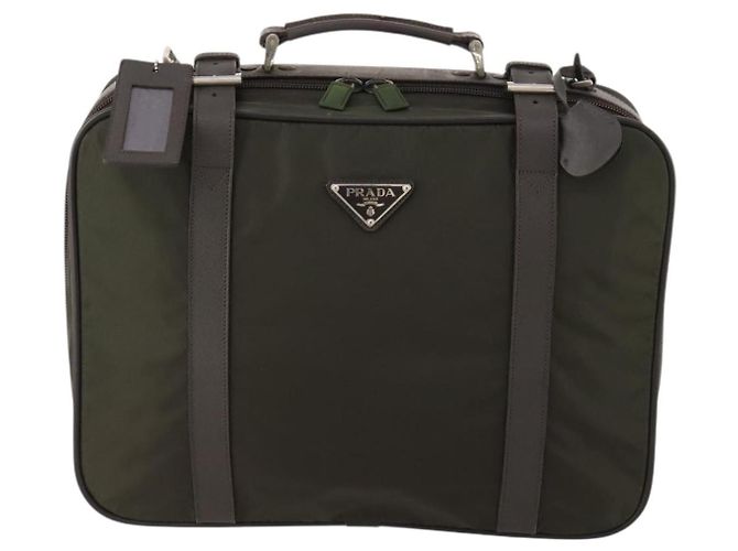 Borsa da lavoro PRADA in nylon khaki argento autentica ti3654 Cachi - vista 13
