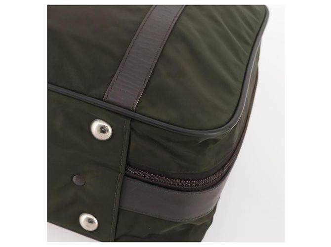 Borsa da lavoro PRADA in nylon khaki argento autentica ti3654 Cachi - vista 15