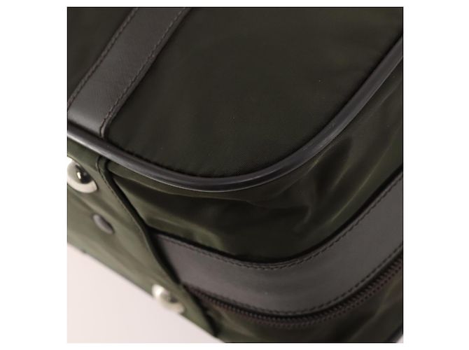 Borsa da lavoro PRADA in nylon khaki argento autentica ti3654 Cachi - vista 17