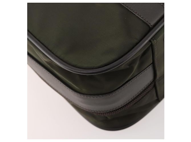 Borsa da lavoro PRADA in nylon khaki argento autentica ti3654 Cachi - vista 18