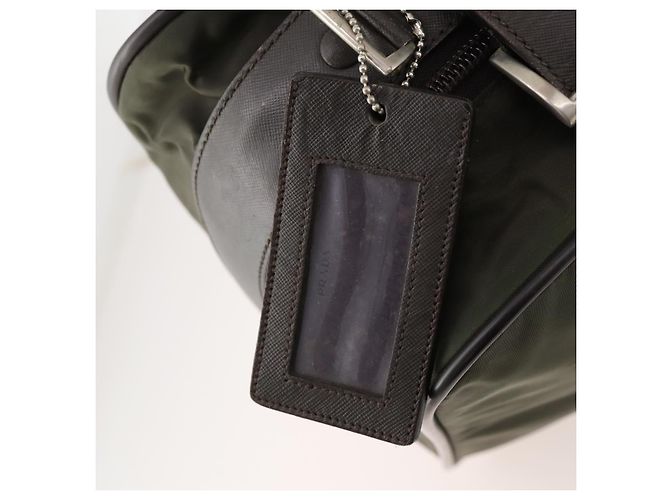 Borsa da lavoro PRADA in nylon khaki argento autentica ti3654 Cachi - vista 19