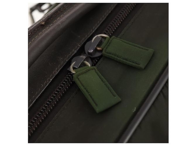 Borsa da lavoro PRADA in nylon khaki argento autentica ti3654 Cachi - vista 21