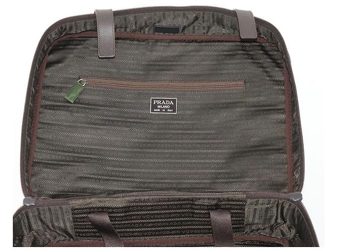 Borsa da lavoro PRADA in nylon khaki argento autentica ti3654 Cachi - vista 22