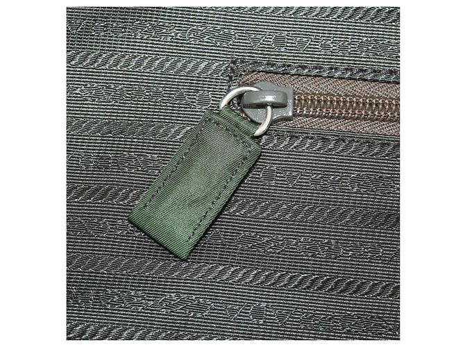 Borsa da lavoro PRADA in nylon khaki argento autentica ti3654 Cachi - vista 24