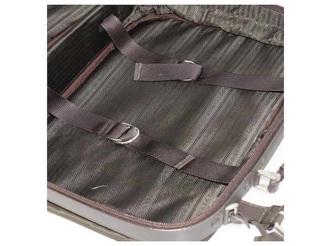 Borsa da lavoro PRADA in nylon khaki argento autentica ti3654 Cachi - vista 26
