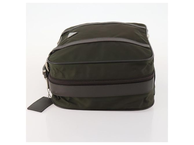Borsa da lavoro PRADA in nylon khaki argento autentica ti3654 Cachi - vista 4