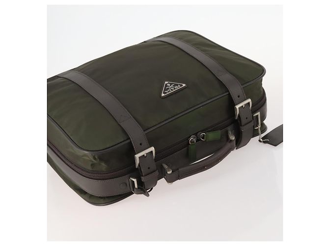 Borsa da lavoro PRADA in nylon khaki argento autentica ti3654 Cachi - vista 6