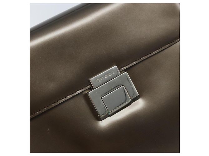 Borsa a Mano GUCCI in pelle verniciata 2 in 1 Bronzo Oro Auth 172396 - vista 20