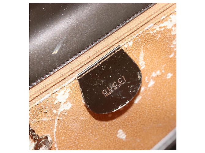 Borsa a Mano GUCCI in pelle verniciata 2 in 1 Bronzo Oro Auth 172396 - vista 21