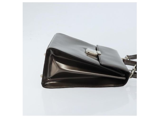 Borsa a Mano GUCCI in pelle verniciata 2 in 1 Bronzo Oro Auth 172396 - vista 3