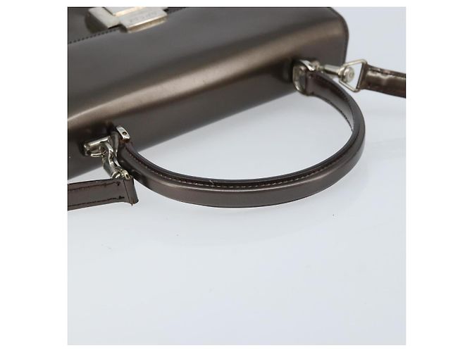 Borsa a Mano GUCCI in pelle verniciata 2 in 1 Bronzo Oro Auth 172396 - vista 7