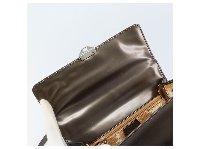 Borsa a Mano GUCCI in pelle verniciata 2 in 1 Bronzo Oro Auth 172396 - vista 9