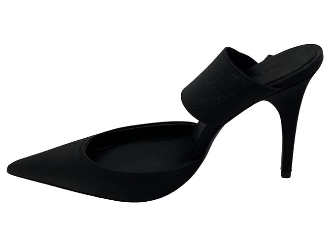 Schwarze Satin-Mules mit elastischem Band von Bruno Frisoni - Ansicht 3