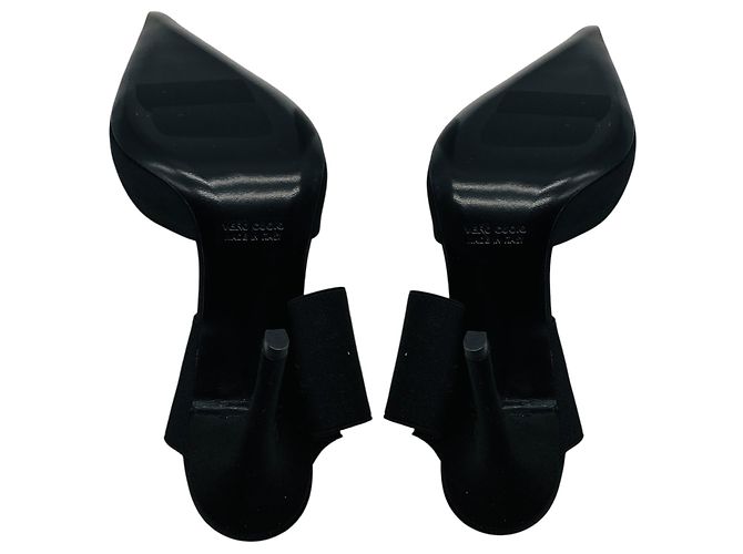 Schwarze Satin-Mules mit elastischem Band von Bruno Frisoni - Ansicht 6
