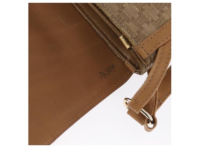 Céline Borsa a Spalla in Tela Macadam CELINE PVC Beige Oro Auth 173810 D'oro - vista 10