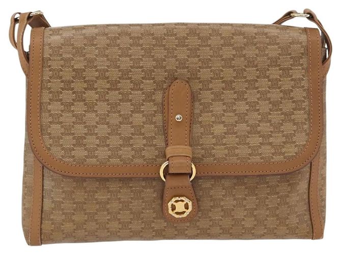 Céline Borsa a Spalla in Tela Macadam CELINE PVC Beige Oro Auth 173810 D'oro - vista 13