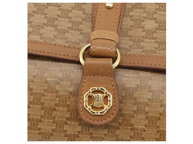 Céline Borsa a Spalla in Tela Macadam CELINE PVC Beige Oro Auth 173810 D'oro - vista 17