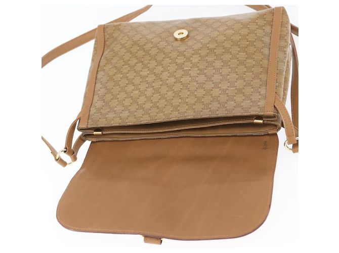 Céline Borsa a Spalla in Tela Macadam CELINE PVC Beige Oro Auth 173810 D'oro - vista 18