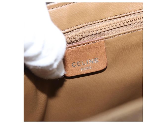 Céline Borsa a Spalla in Tela Macadam CELINE PVC Beige Oro Auth 173810 D'oro - vista 19