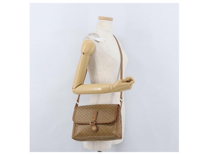 Céline Borsa a Spalla in Tela Macadam CELINE PVC Beige Oro Auth 173810 D'oro - vista 27