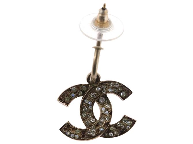 Orecchino CHANEL Pierce in metallo Argento CC Auth bs33640 - vista 7