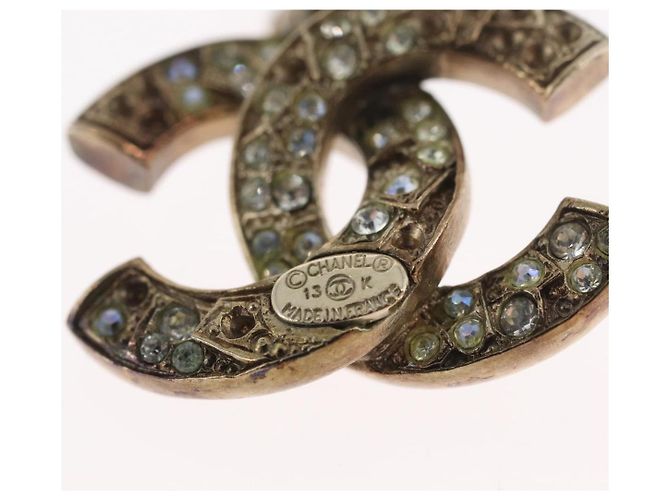 Orecchino CHANEL Pierce in metallo Argento CC Auth bs33640 - vista 9