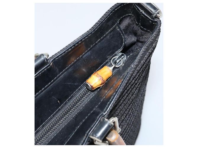 Borsa a mano Gucci Bamboo in tela nera e argento 000 1998 0540 Auth 173942 Nero - vista 10