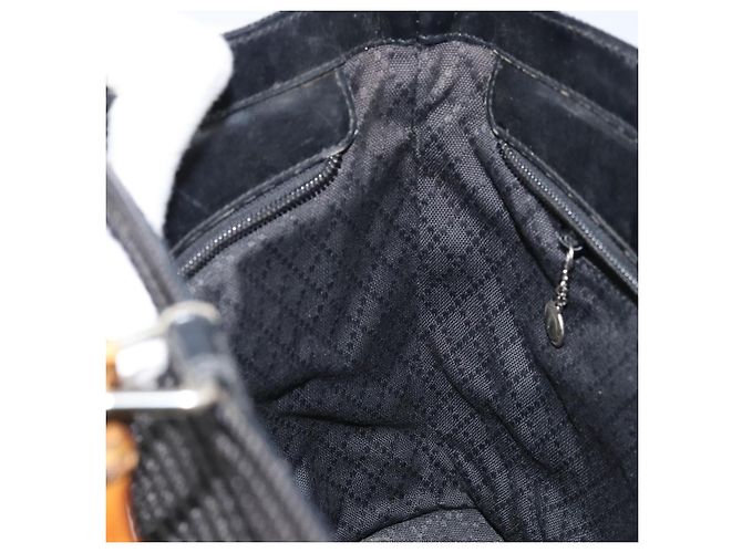 Borsa a mano Gucci Bamboo in tela nera e argento 000 1998 0540 Auth 173942 Nero - vista 19