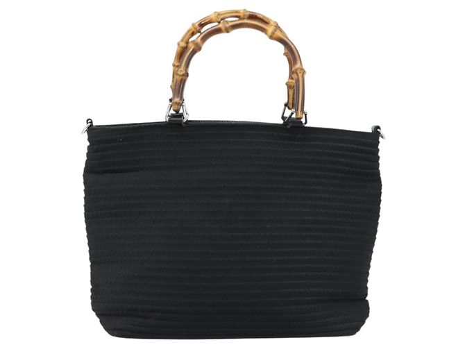 Borsa a mano Gucci Bamboo in tela nera e argento 000 1998 0540 Auth 173942 Nero - vista 2