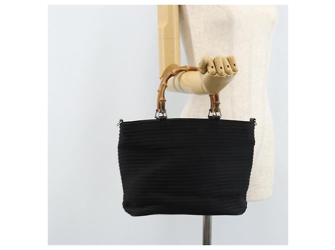 Borsa a mano Gucci Bamboo in tela nera e argento 000 1998 0540 Auth 173942 Nero - vista 22