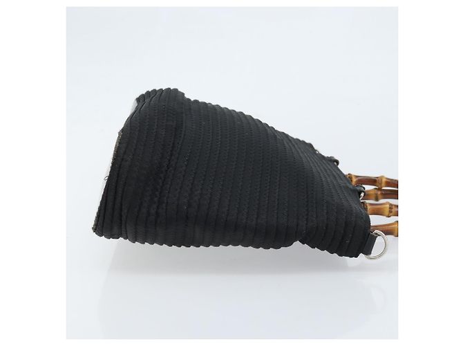 Borsa a mano Gucci Bamboo in tela nera e argento 000 1998 0540 Auth 173942 Nero - vista 3