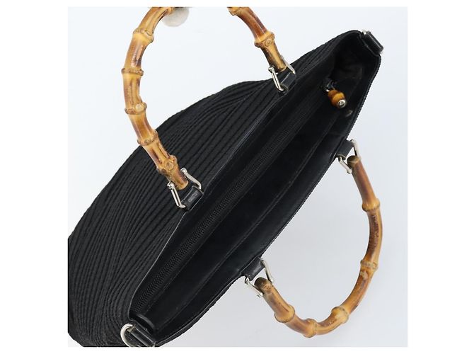 Borsa a mano Gucci Bamboo in tela nera e argento 000 1998 0540 Auth 173942 Nero - vista 6