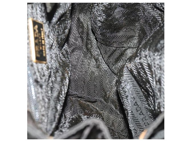 Zaino PRADA in nylon nero e oro Auth 172266 D'oro - vista 11