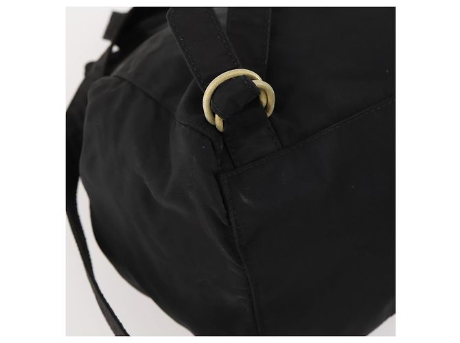 Zaino PRADA in nylon nero e oro Auth 172266 D'oro - vista 19