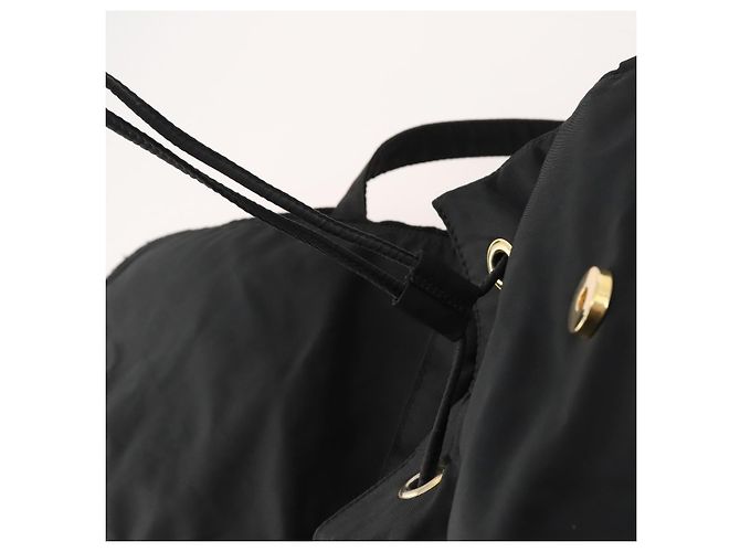 Zaino PRADA in nylon nero e oro Auth 172266 D'oro - vista 20