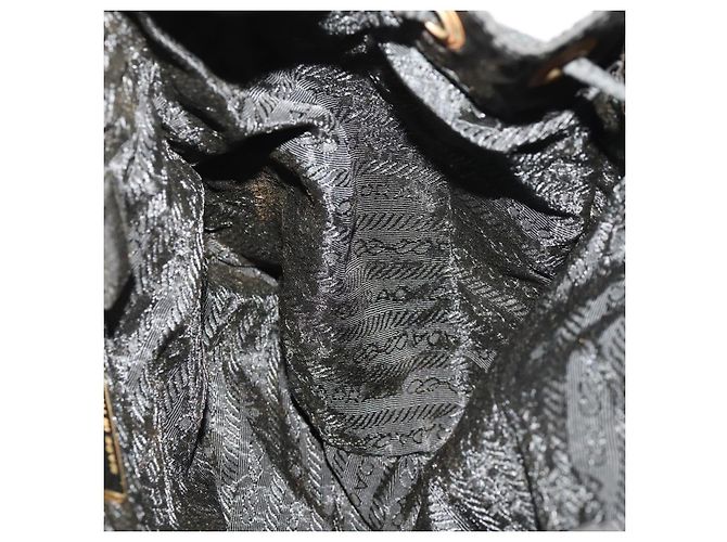 Zaino PRADA in nylon nero e oro Auth 172266 D'oro - vista 21