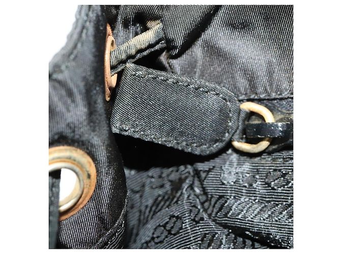 Zaino PRADA in nylon nero e oro Auth 172266 D'oro - vista 24