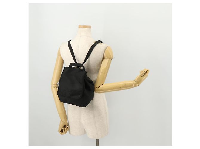 Zaino PRADA in nylon nero e oro Auth 172266 D'oro - vista 26