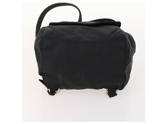 Zaino PRADA in nylon nero e oro Auth 172266 D'oro - vista 5