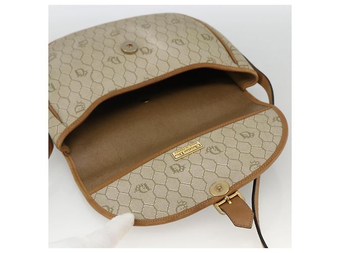 Christian Dior Borsa a spalla in tela a nido d'ape PVC beige oro Auth ka2888 D'oro - vista 10