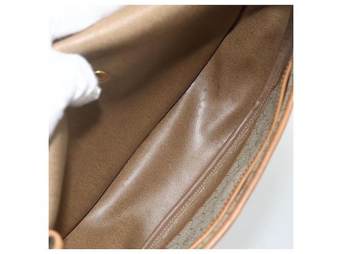 Christian Dior Borsa a spalla in tela a nido d'ape PVC beige oro Auth ka2888 D'oro - vista 11