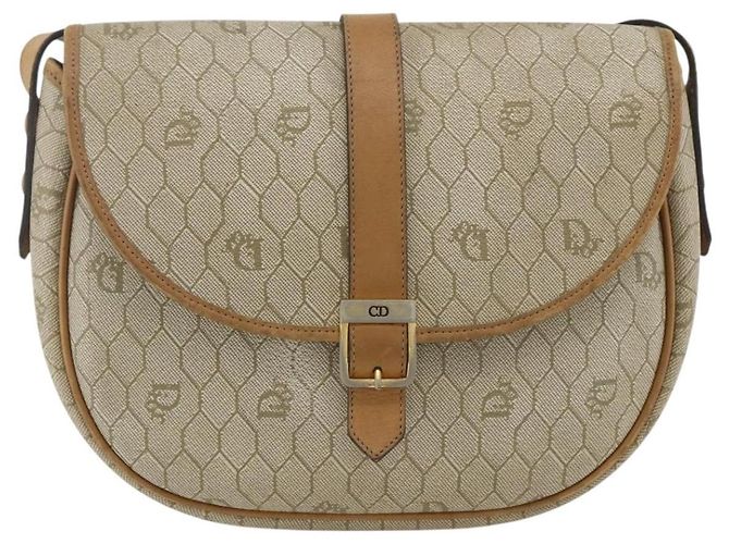 Christian Dior Borsa a spalla in tela a nido d'ape PVC beige oro Auth ka2888 D'oro - vista 13
