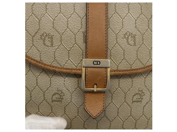 Christian Dior Borsa a spalla in tela a nido d'ape PVC beige oro Auth ka2888 D'oro - vista 17