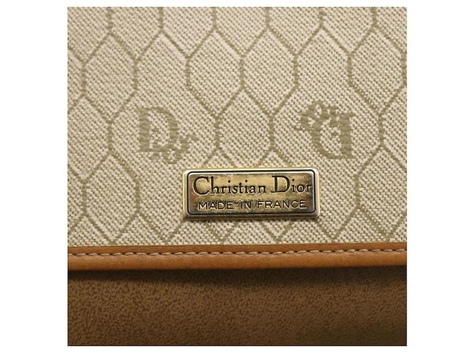Christian Dior Borsa a spalla in tela a nido d'ape PVC beige oro Auth ka2888 D'oro - vista 18