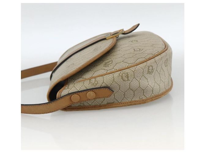 Christian Dior Borsa a spalla in tela a nido d'ape PVC beige oro Auth ka2888 D'oro - vista 3