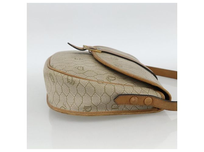 Christian Dior Borsa a spalla in tela a nido d'ape PVC beige oro Auth ka2888 D'oro - vista 4