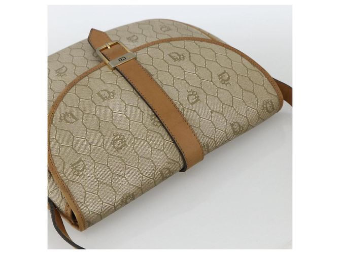 Christian Dior Borsa a spalla in tela a nido d'ape PVC beige oro Auth ka2888 D'oro - vista 6