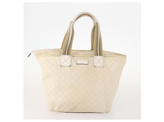 GUCCI GG Canvas Micro GG Supreme Pouch Bag PVC 4 Set Beige Weiß Auth ki6375 - Ansicht 2